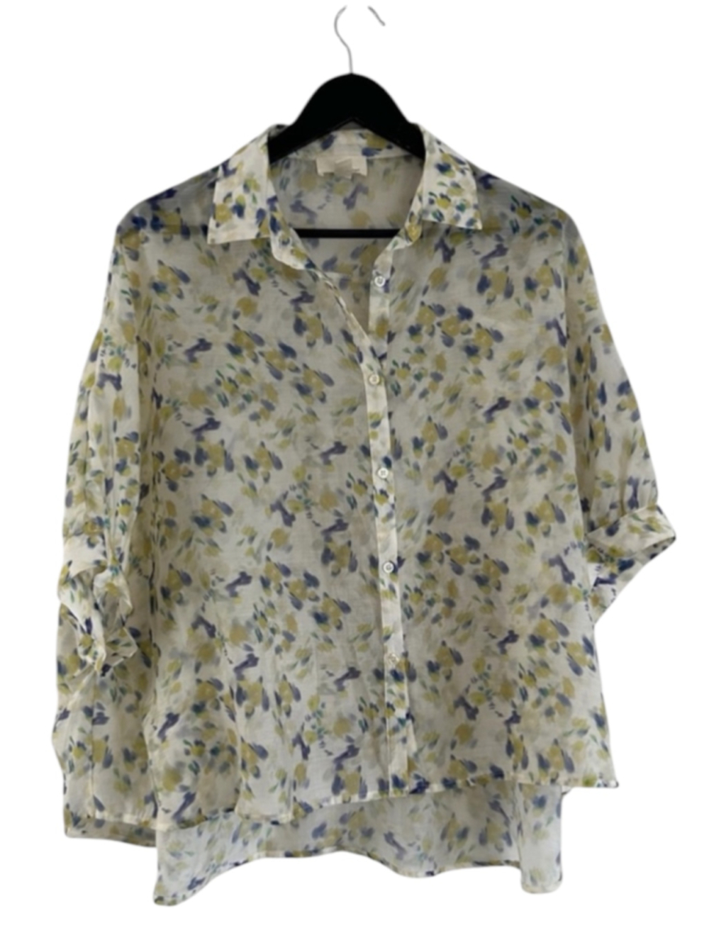 Anthropologie The Korner Short Sleeve Button Down Printed Blouse Small